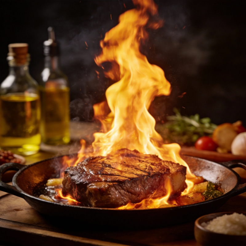 火焰牛排图片