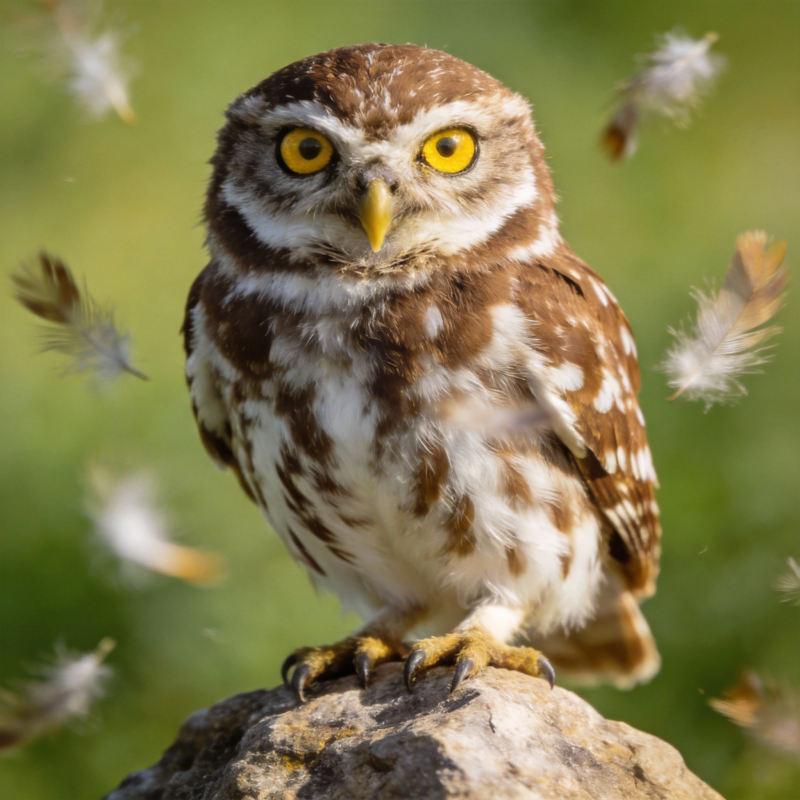 猫头鹰栖息岩石图片