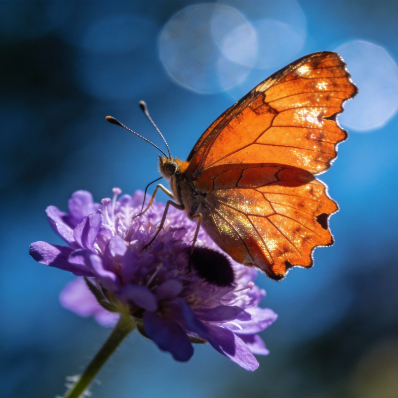 橙蝶栖紫花图片