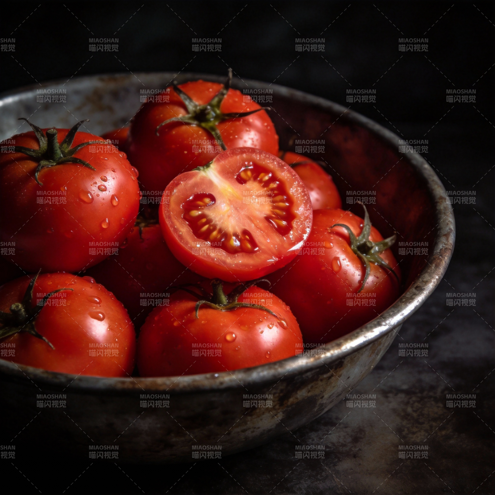 鲜红番茄盛碗中图片