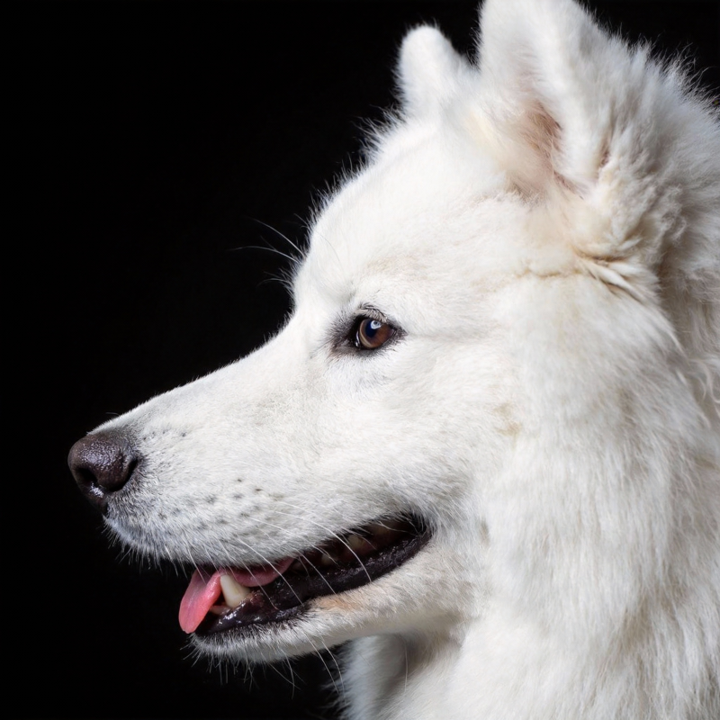 雪白犬侧脸特写图片