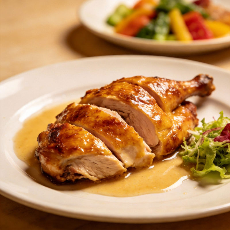 香煎鸡腿配蔬菜图片