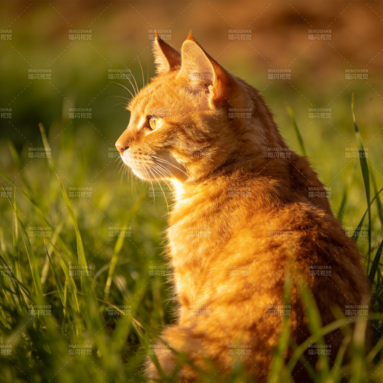 金猫凝望草间图片