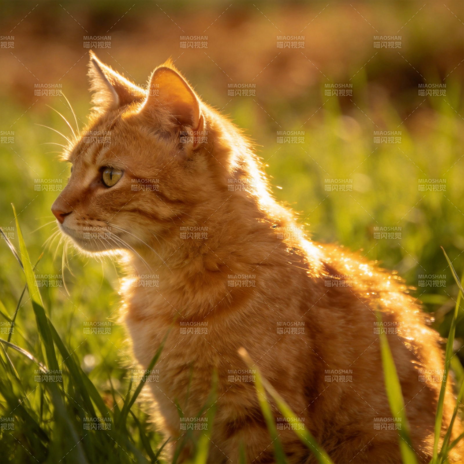 金猫草间凝望图片