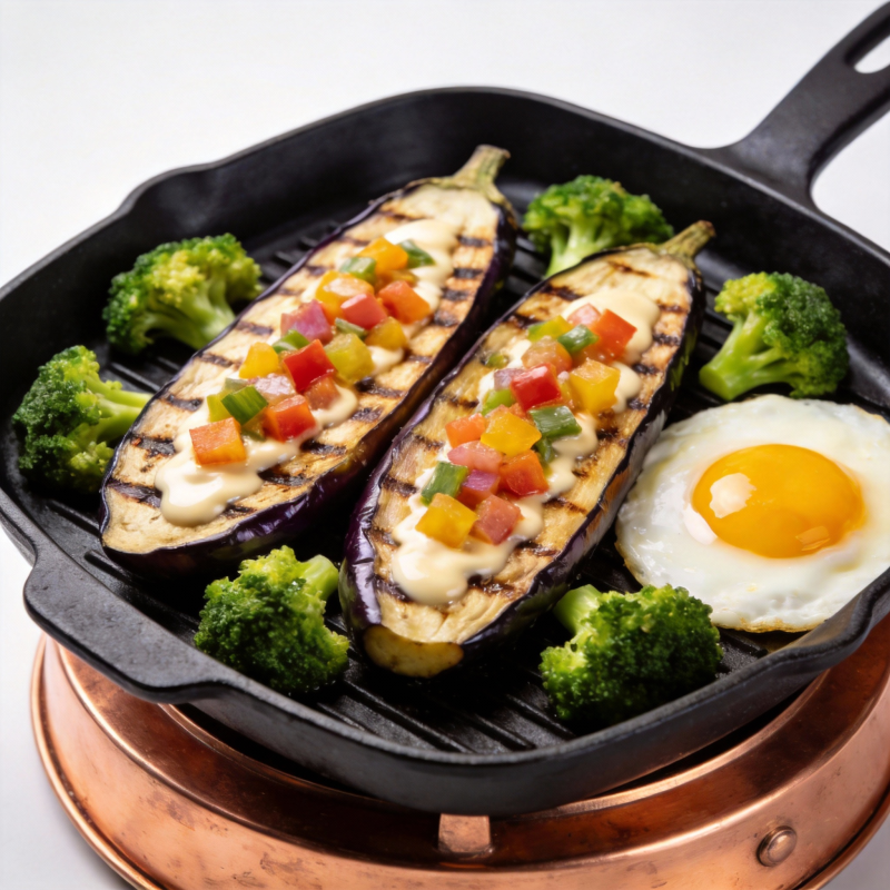 烤茄子配彩椒蛋图片