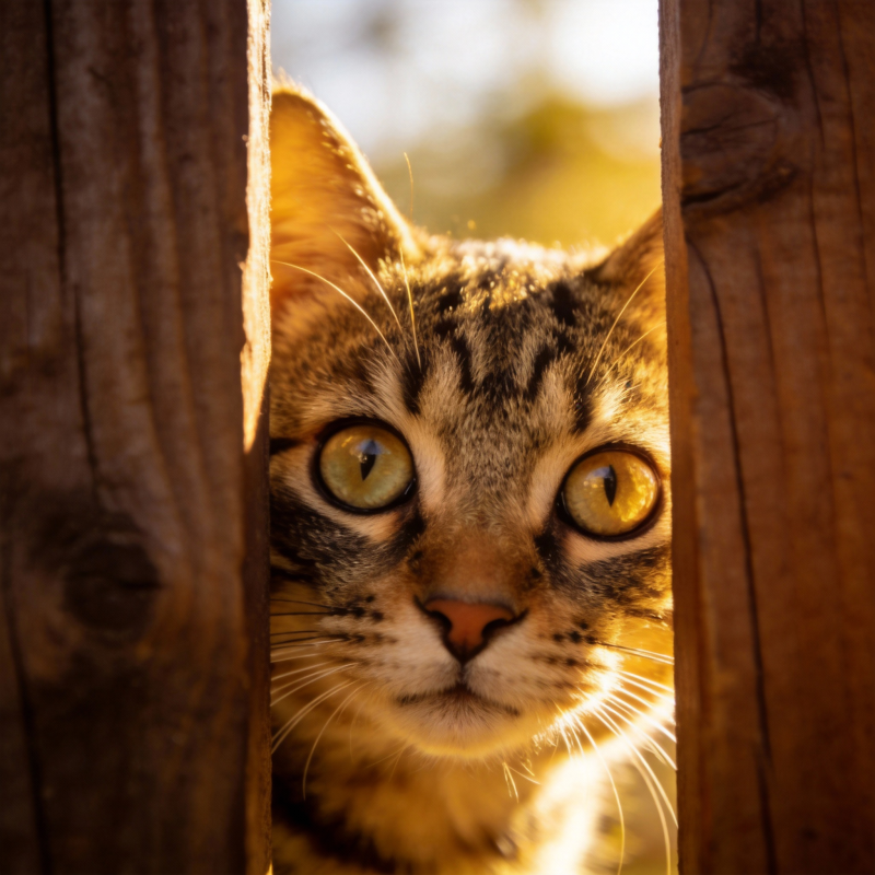 猫眼窥视木缝图片