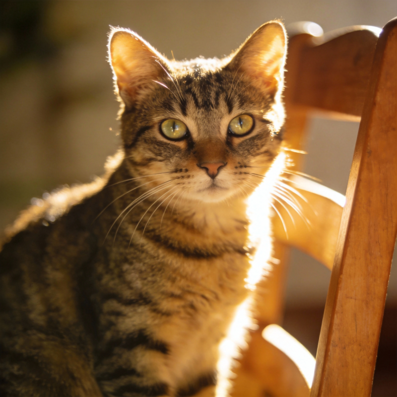 阳光下的虎斑猫图片