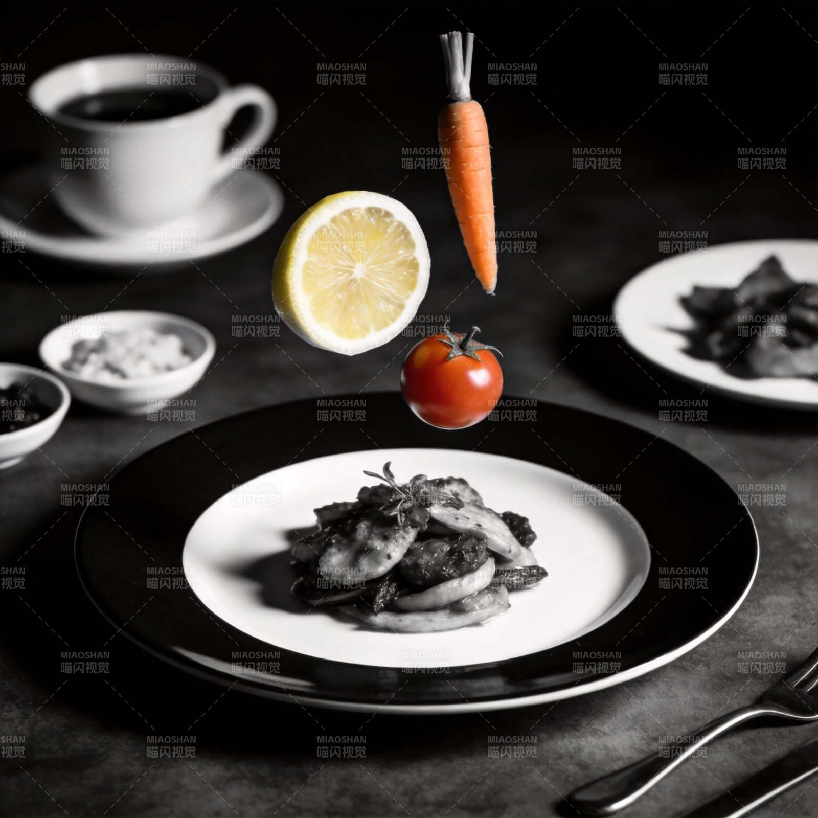 悬浮的食材艺术图片