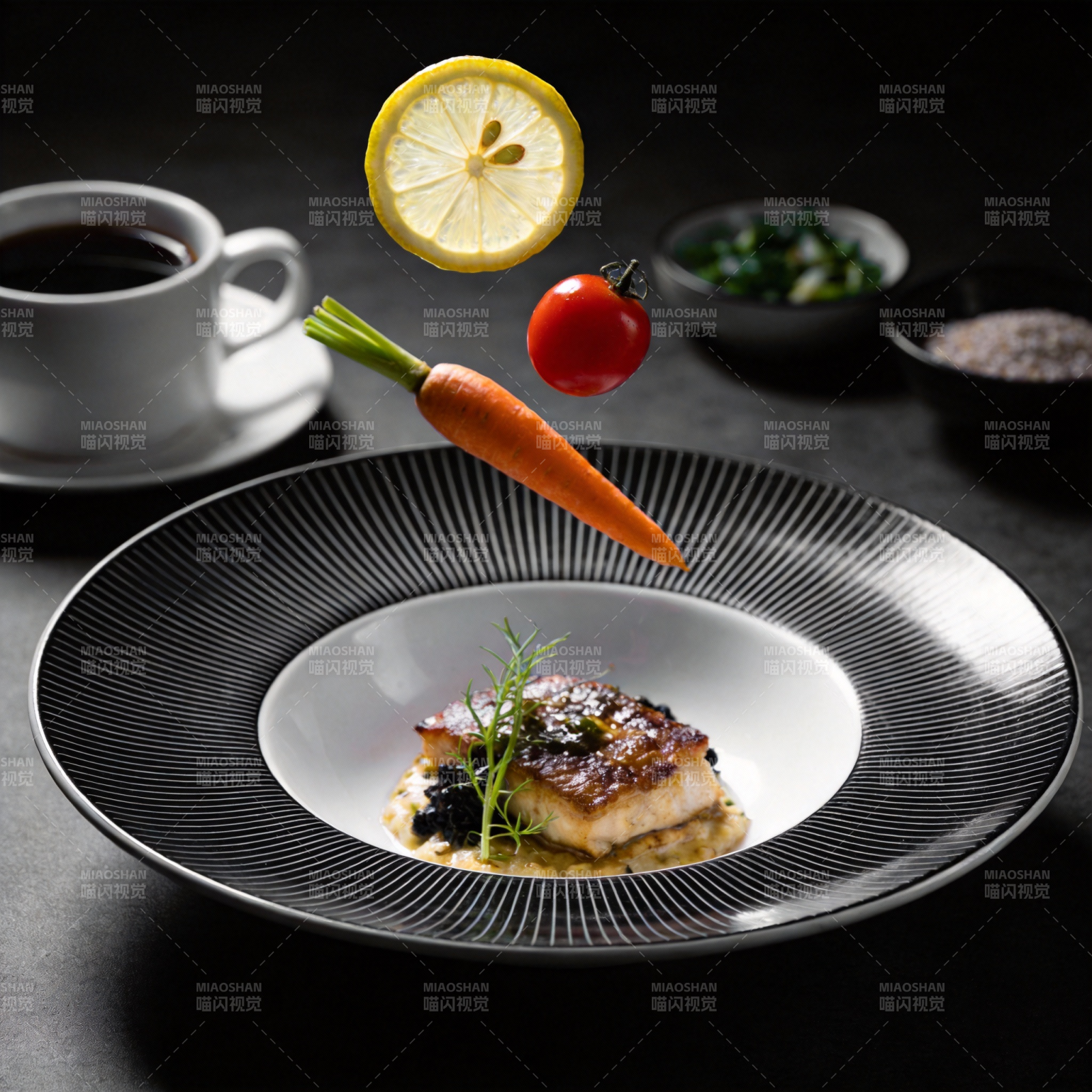 悬浮食材艺术盘图片