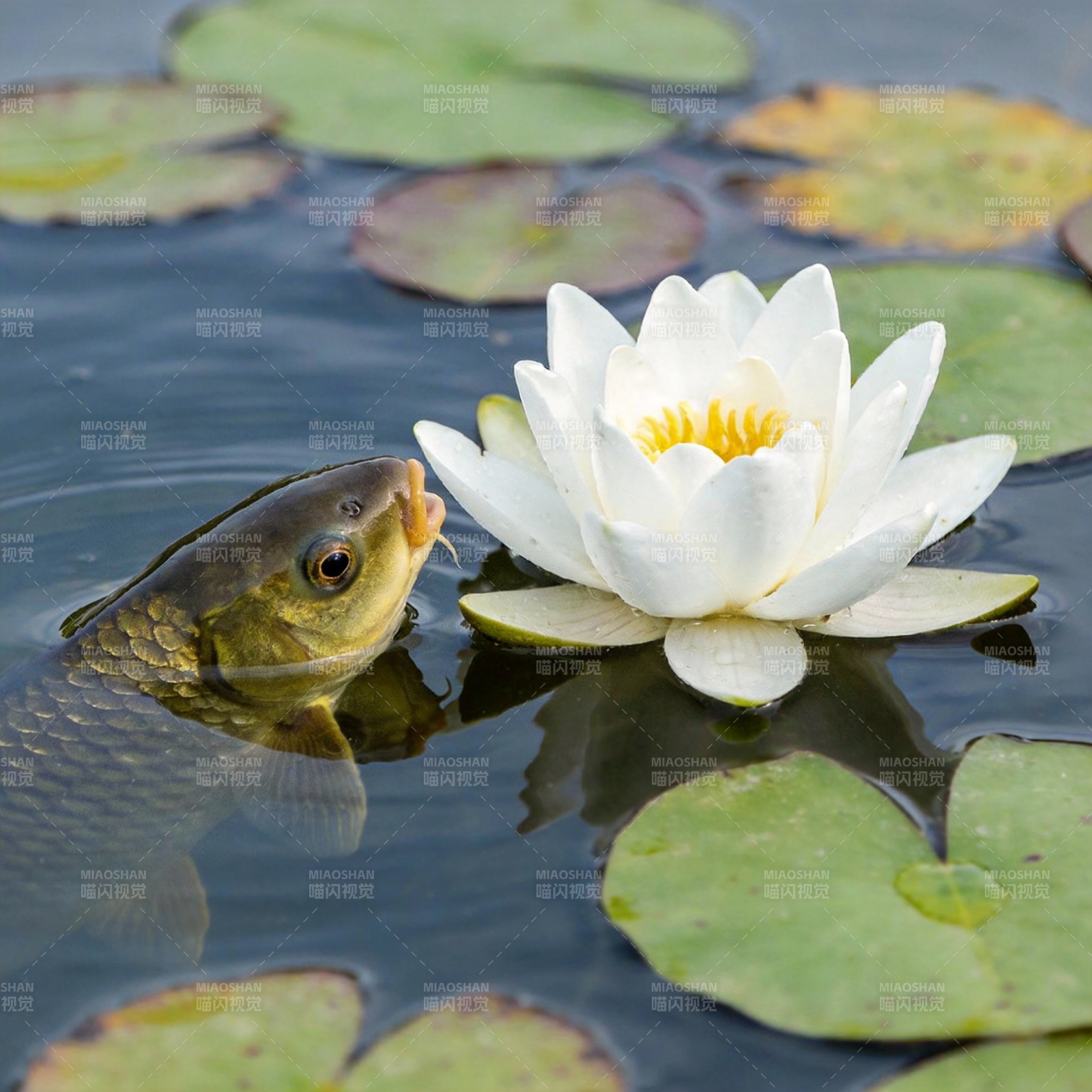 鱼戏莲间图片
