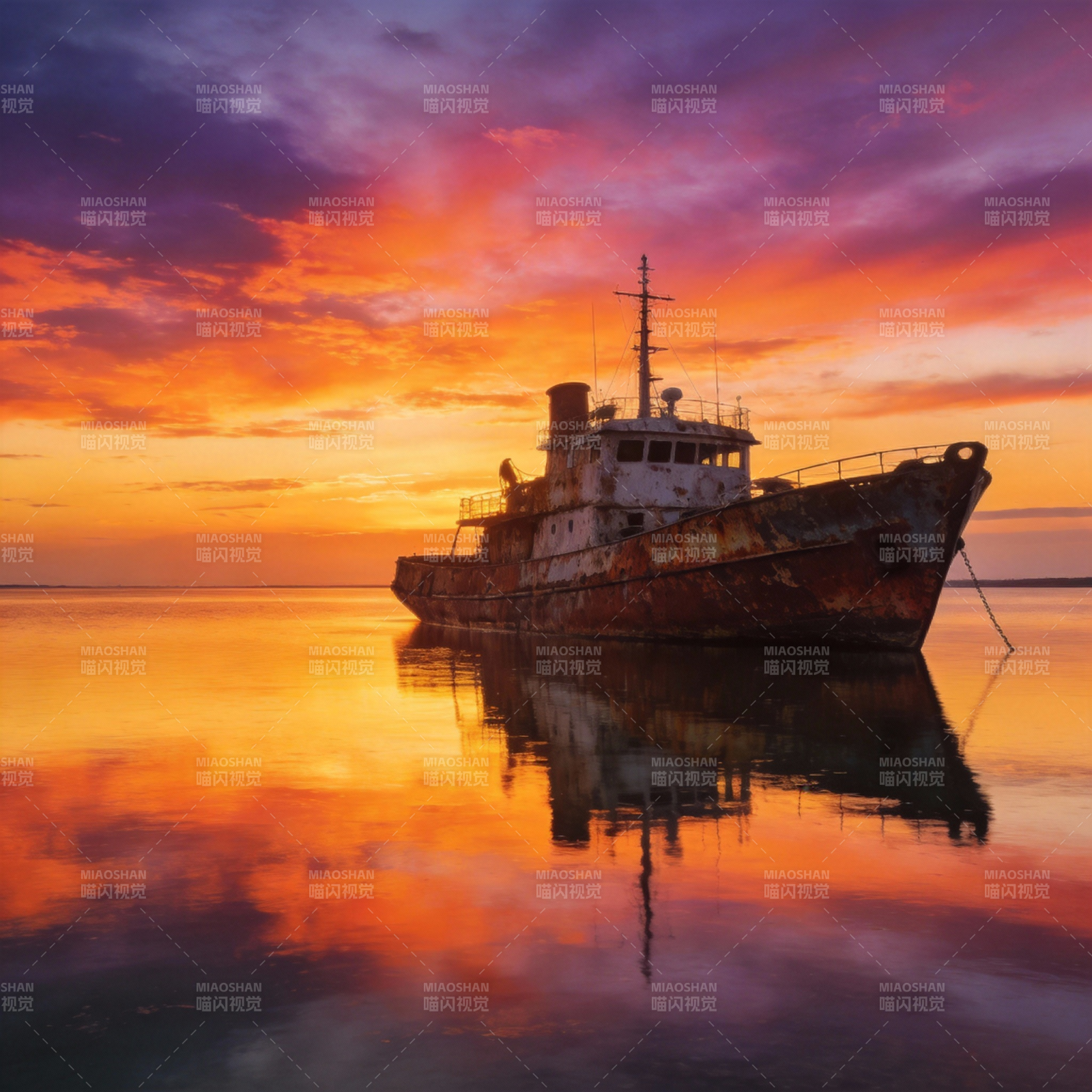 暮色沉船图片