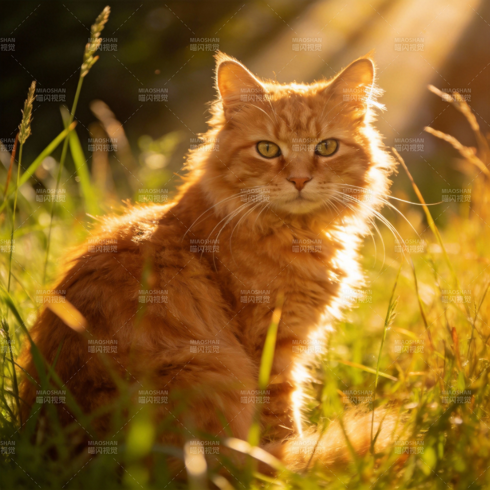 金猫草间静坐图片