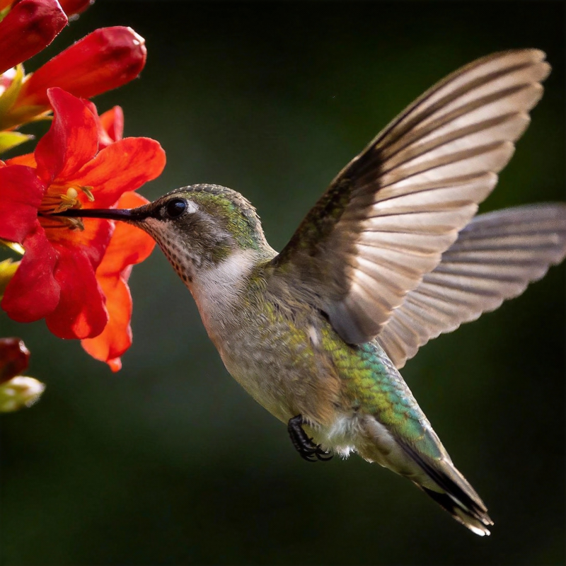 蜂鸟采蜜瞬间图片