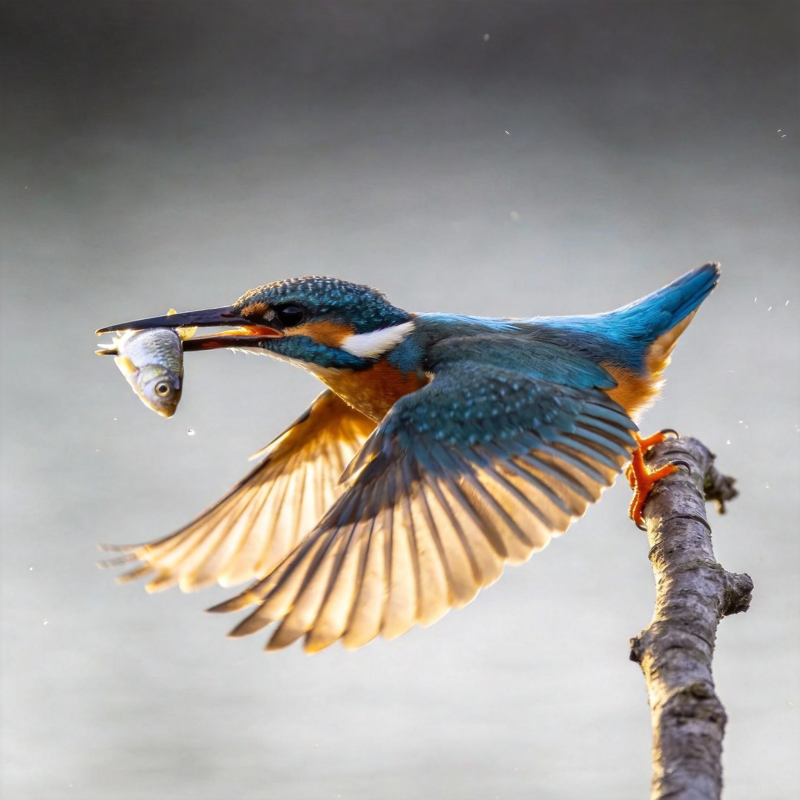翠鸟捕食瞬间图片