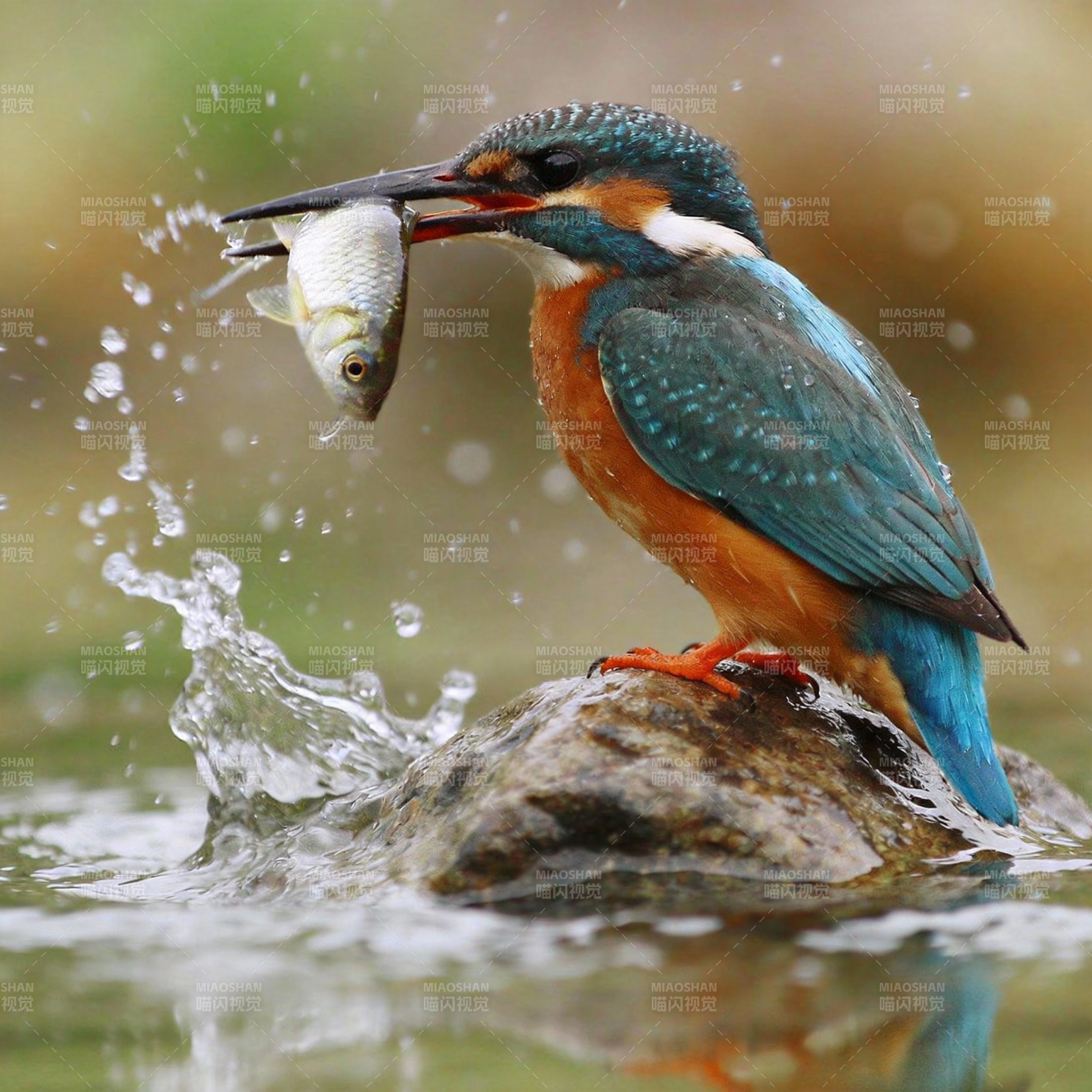 翠鸟捕鱼瞬间图片