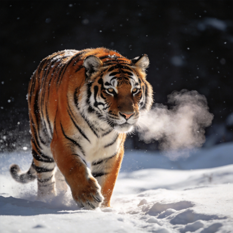 雪地猛虎奔袭图片