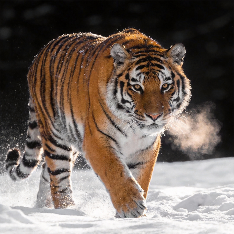 雪地猛虎前行图片