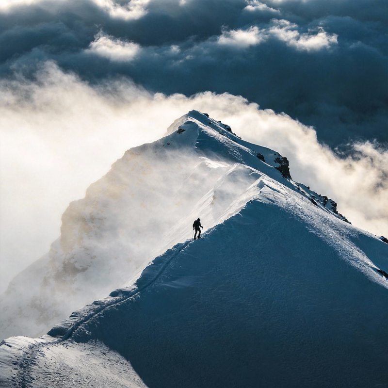 登顶雪峰 云海之上图片