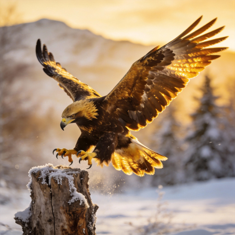 金雕凌空捕猎图片