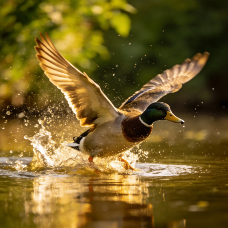 鸭子振翅起飞图片