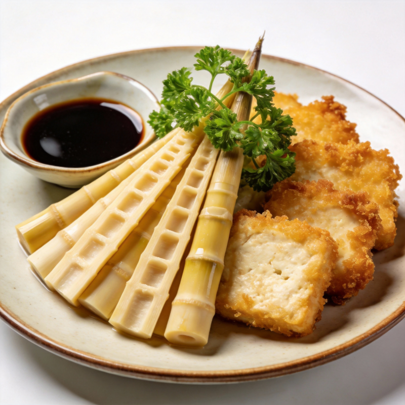 竹笋炸豆腐配酱油图片