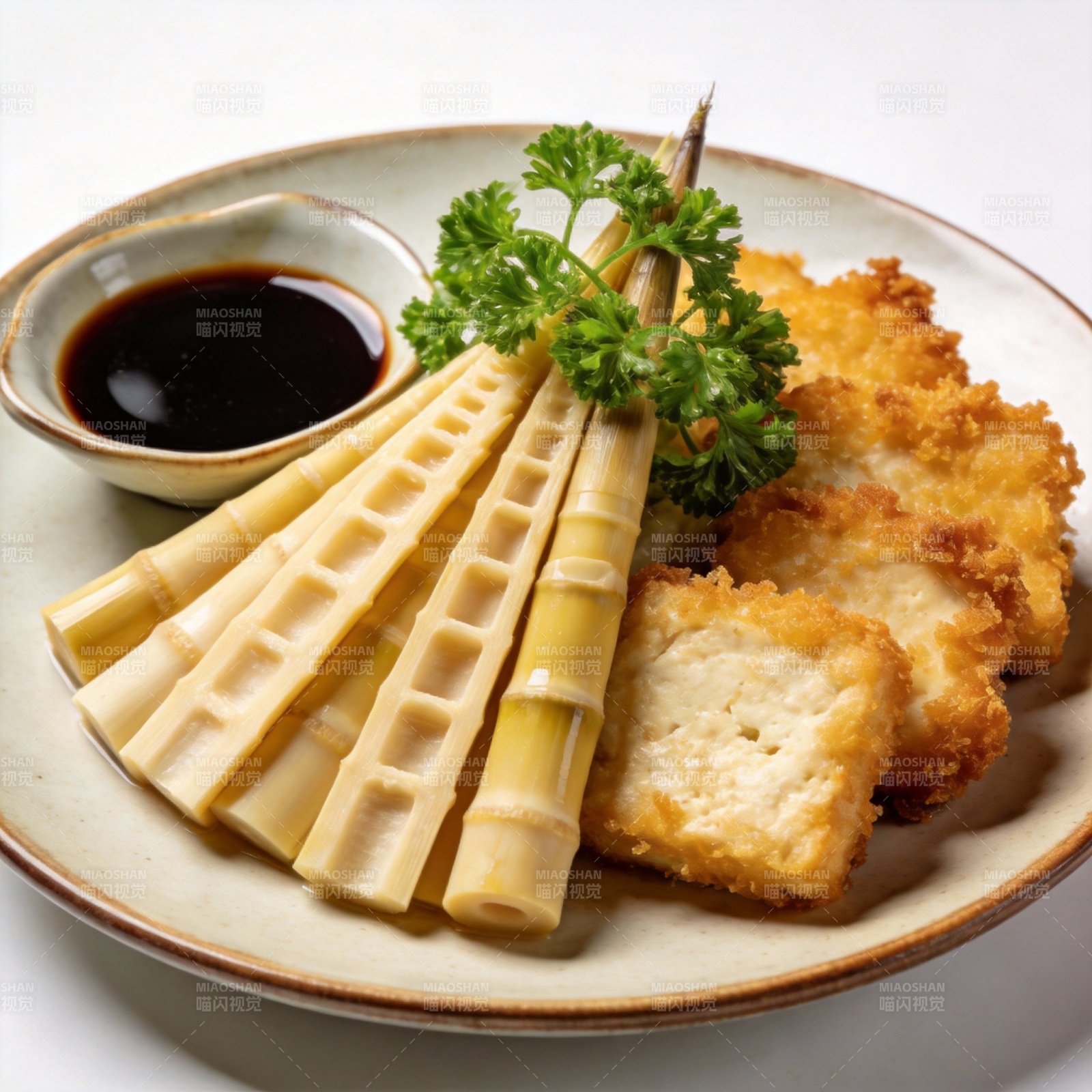 竹笋炸豆腐配酱油图片