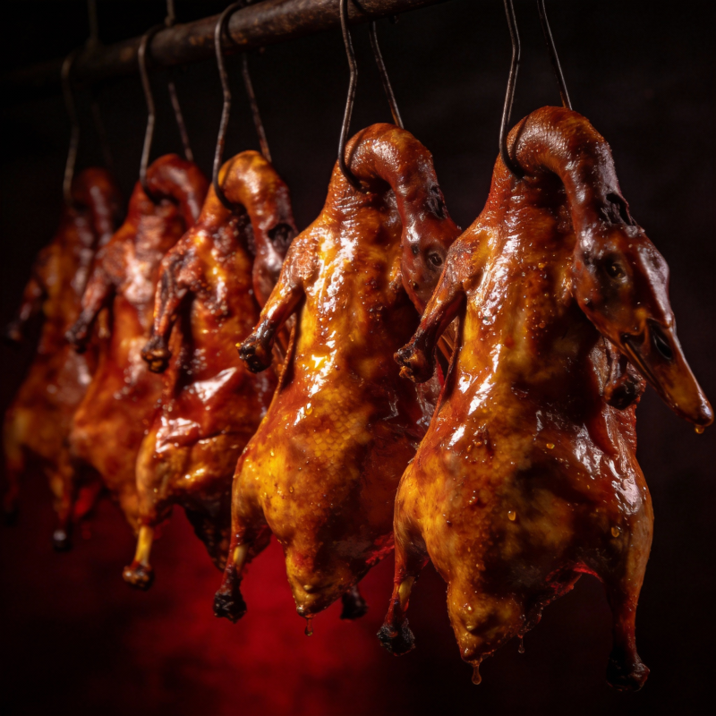 烤鸭悬挂 色泽诱人图片