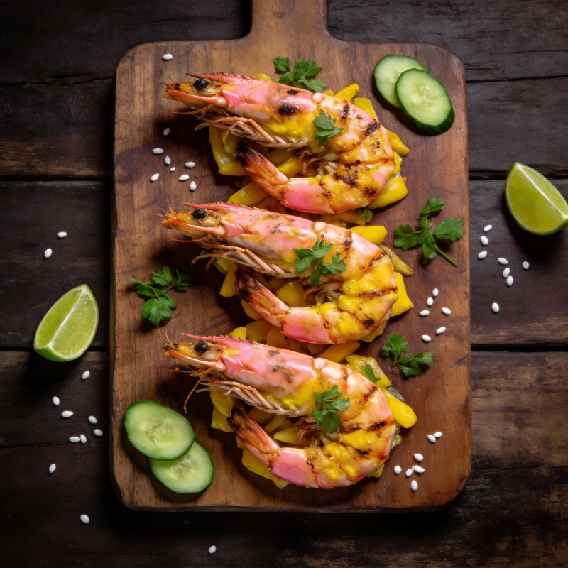 烤虾配芒果沙拉图片