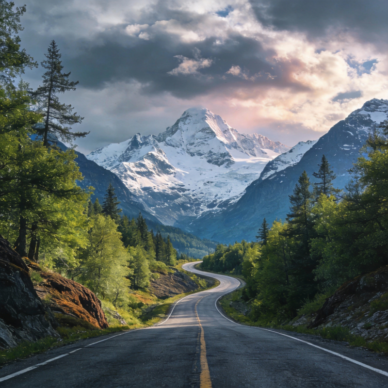 雪山公路美景图片