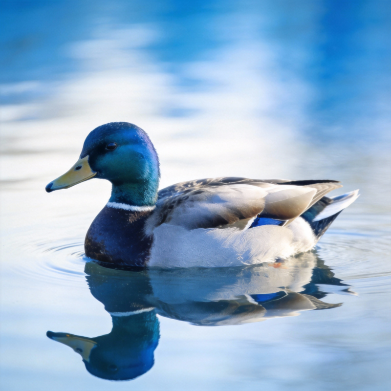 鸭子水中倒影图片