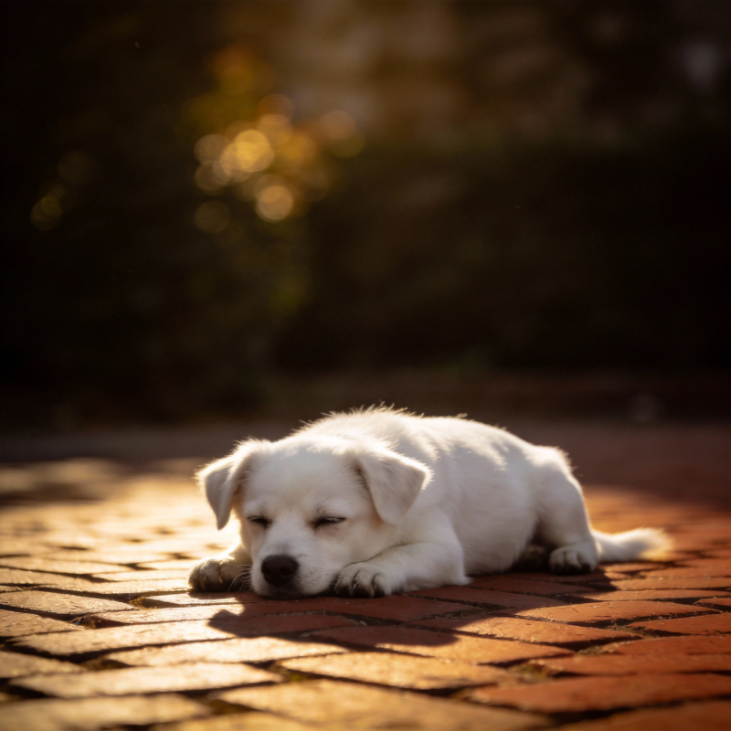 阳光下的小奶狗图片