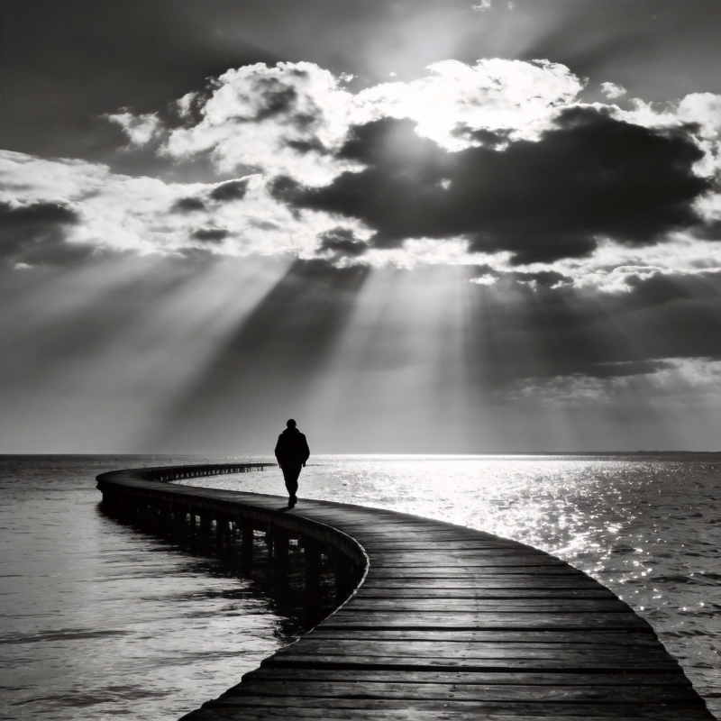 孤影行于长桥图片