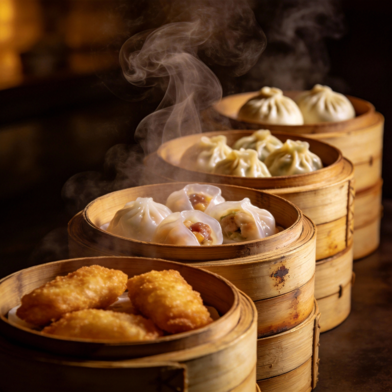 热气腾腾的蒸笼美食图片