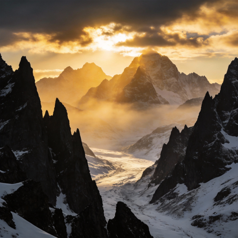 雪山日出壮丽景象图片