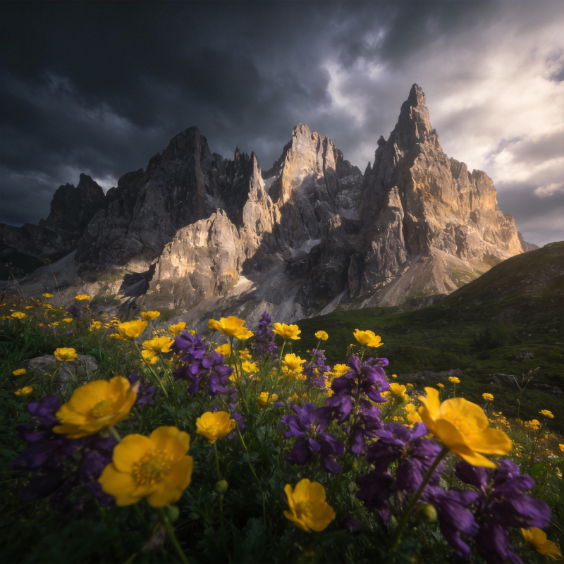 山花与峰峦图片