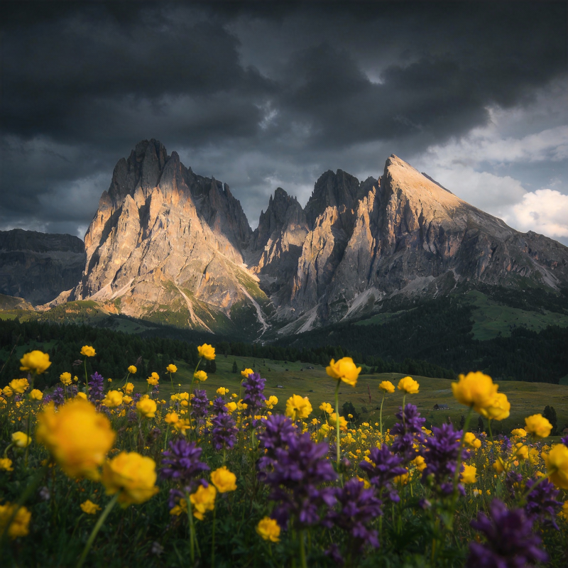 山花烂漫 峰影如画图片