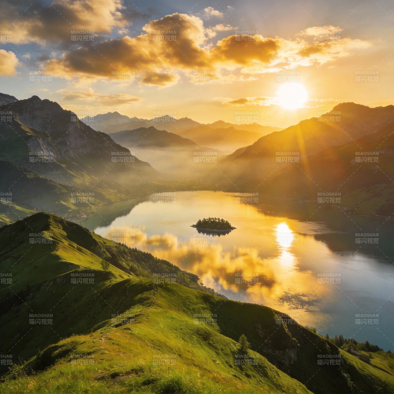 湖光山色映日辉图片