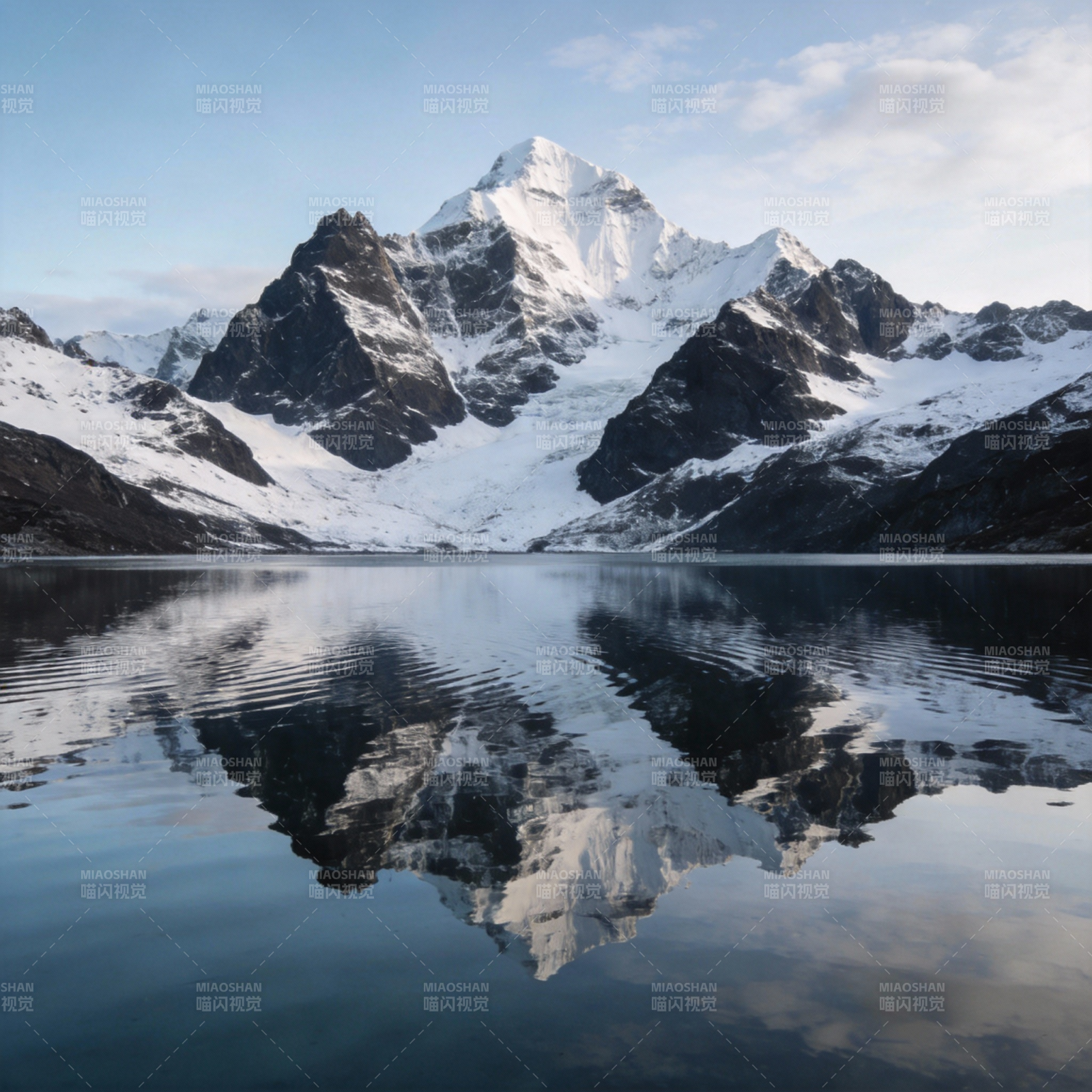 雪山倒影湖中图片