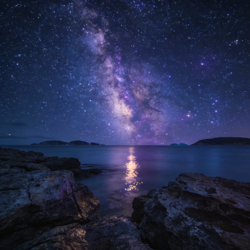 星河倒映湖面图片