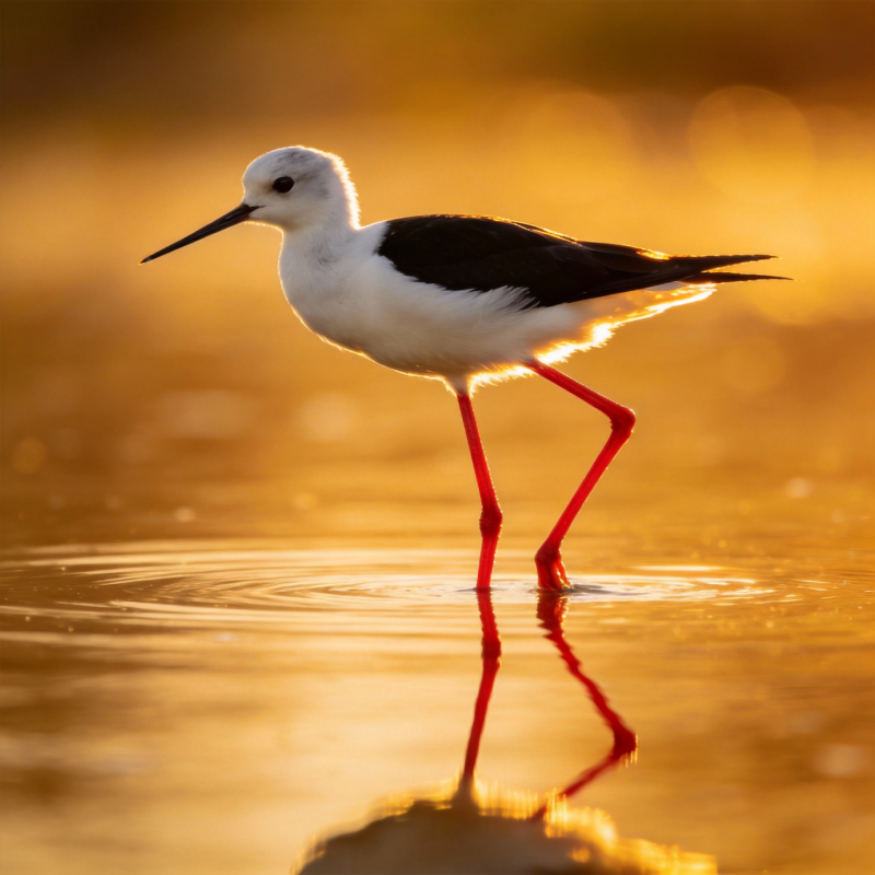 黑翅长脚鹬栖水图片