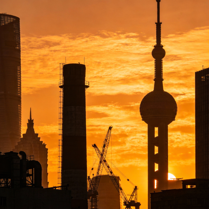 上海日落剪影图片