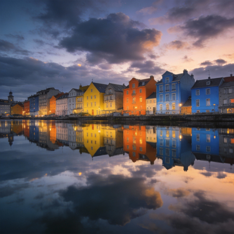 彩屋映水夜景图片