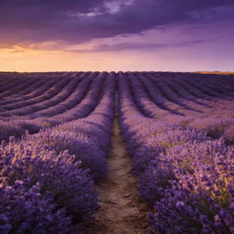 薰衣草田暮色图片