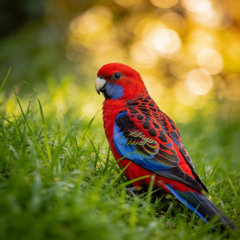红鹦鹉栖草间图片