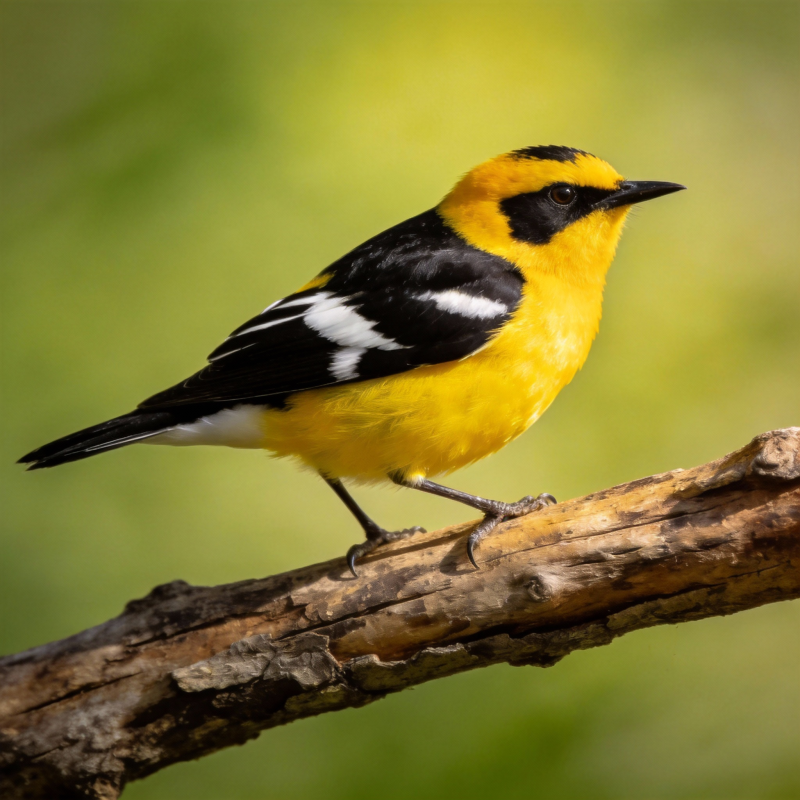 黄黑相间小鸟栖枝图片