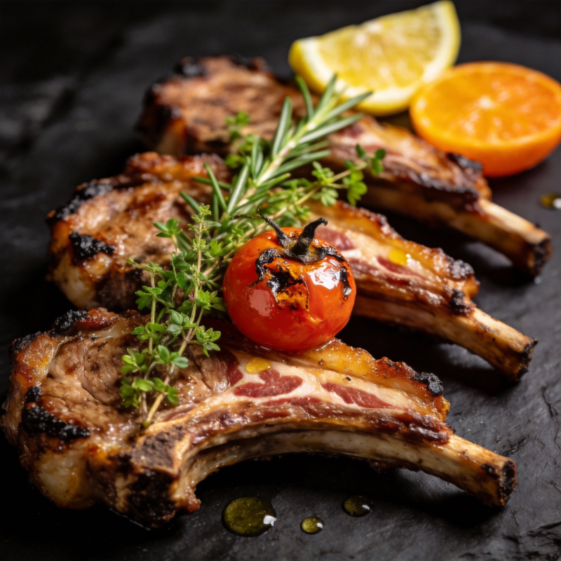 香煎羊排配番茄图片