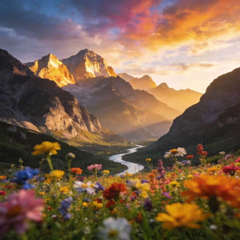 山花烂漫日出时图片