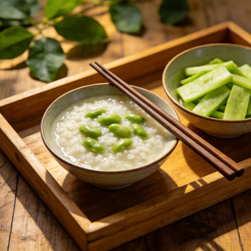 清粥配青豆黄瓜图片