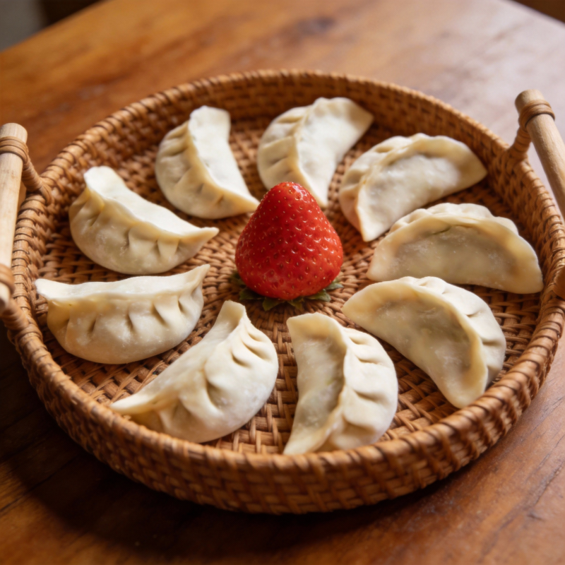 草莓伴饺子图片