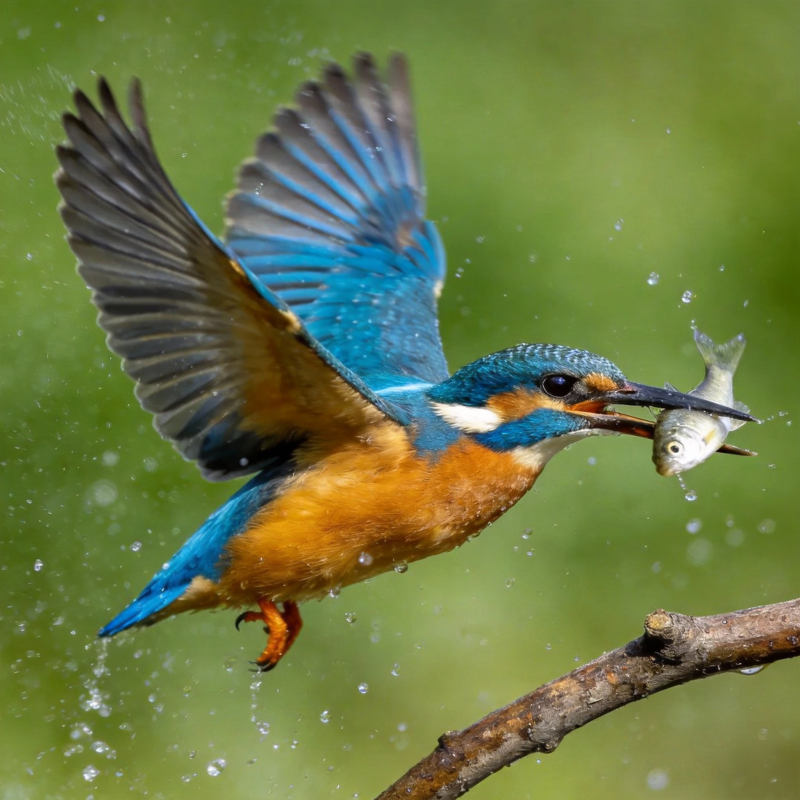 翠鸟捕鱼瞬间图片